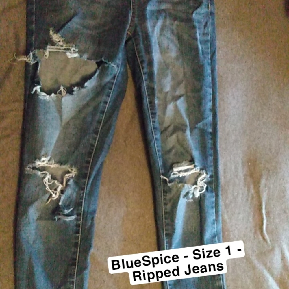 Blue Spice Dark Blue Ripped Skinny Jeans
